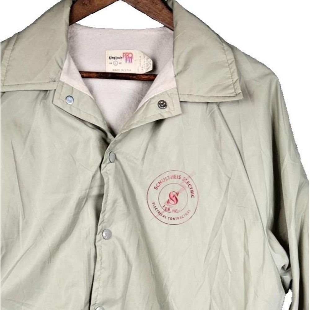 Vintage King Louie Pro Fit USA Jacket Mens L Gray Coaches Snap Windbreaker 70s